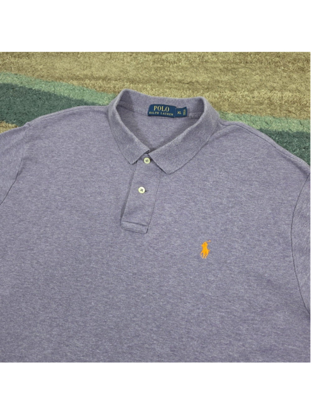 Polo Ralph Lauren Polo Shirt Mens XL Purple Heather Orange Pony Short Sleeve